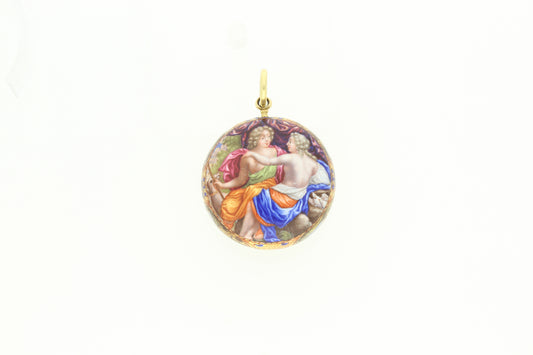 18ct gold and enamel verge watch with movement by Jeremais Kraemer, Reval c. 1700 with earlier fine enamel case depicting Venus and Adonis signed Huaud Le Puis né Fecit c. 1680