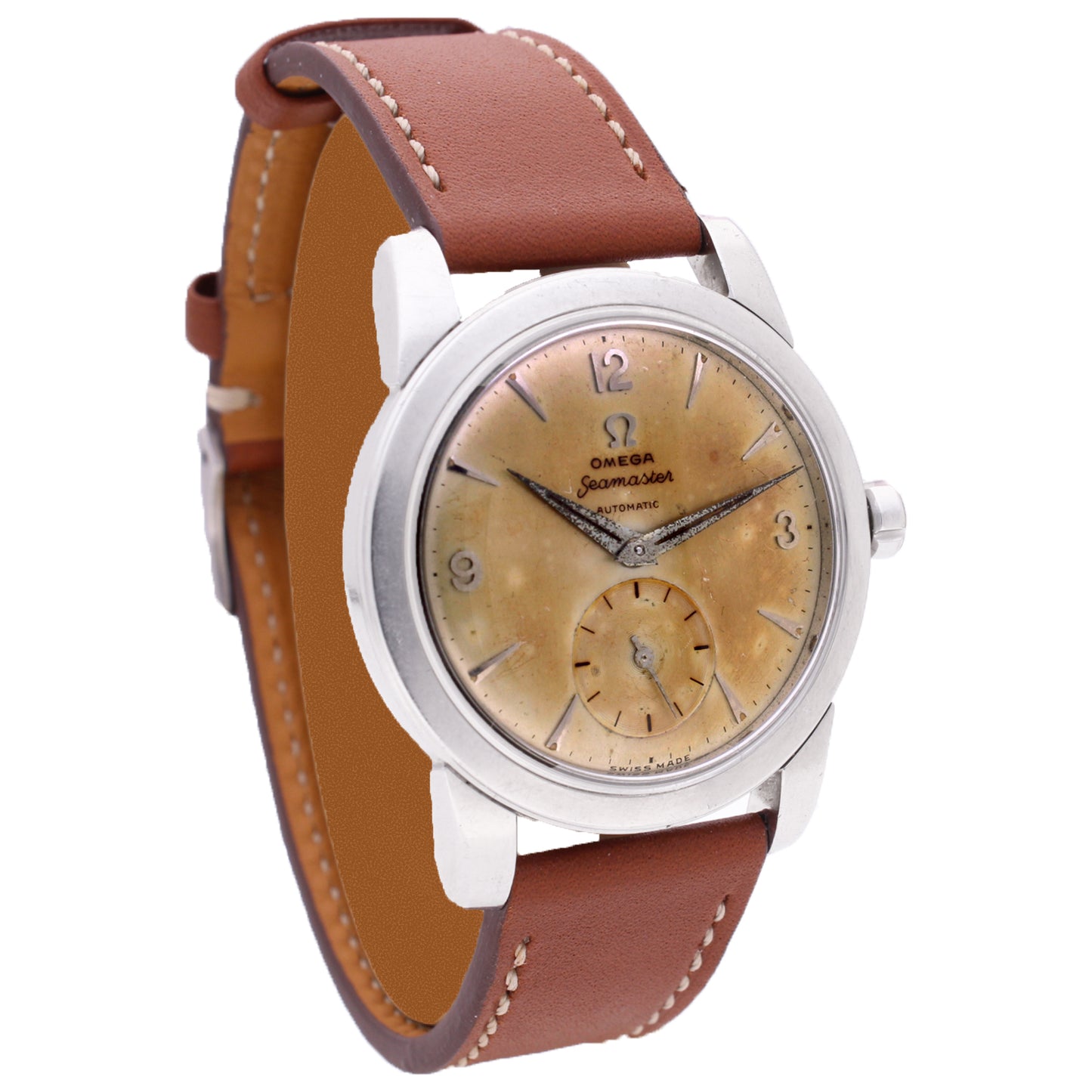 Stainless steel OMEGA seamaster automatic wristwatch. Made 1955
