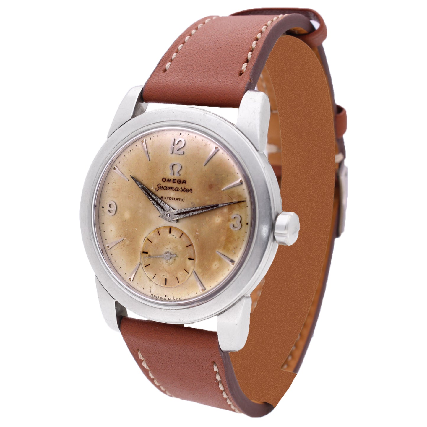 Stainless steel OMEGA seamaster automatic wristwatch. Made 1955