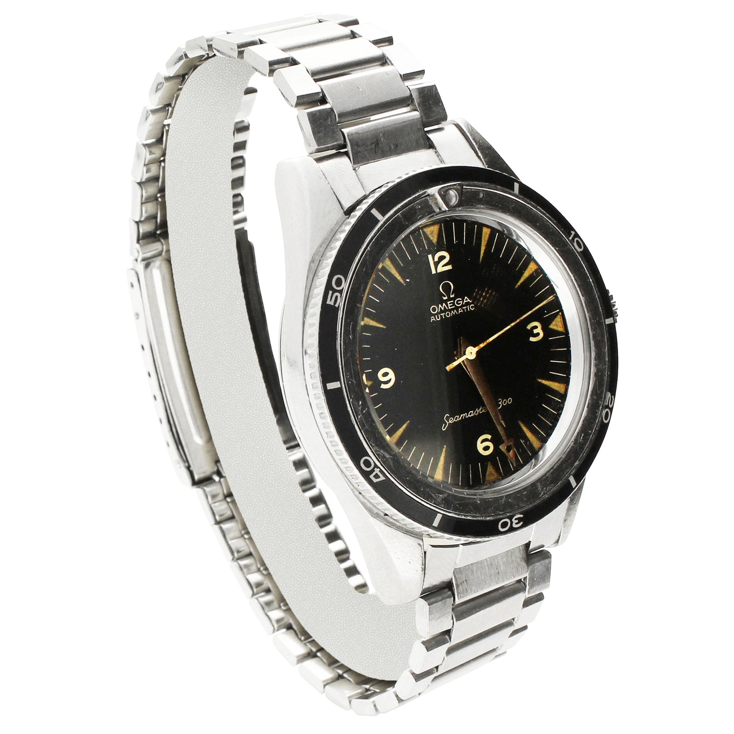 Stainless steel OMEGA 1st Generation Seamaster 300 automatic wristwatch. Made 1962