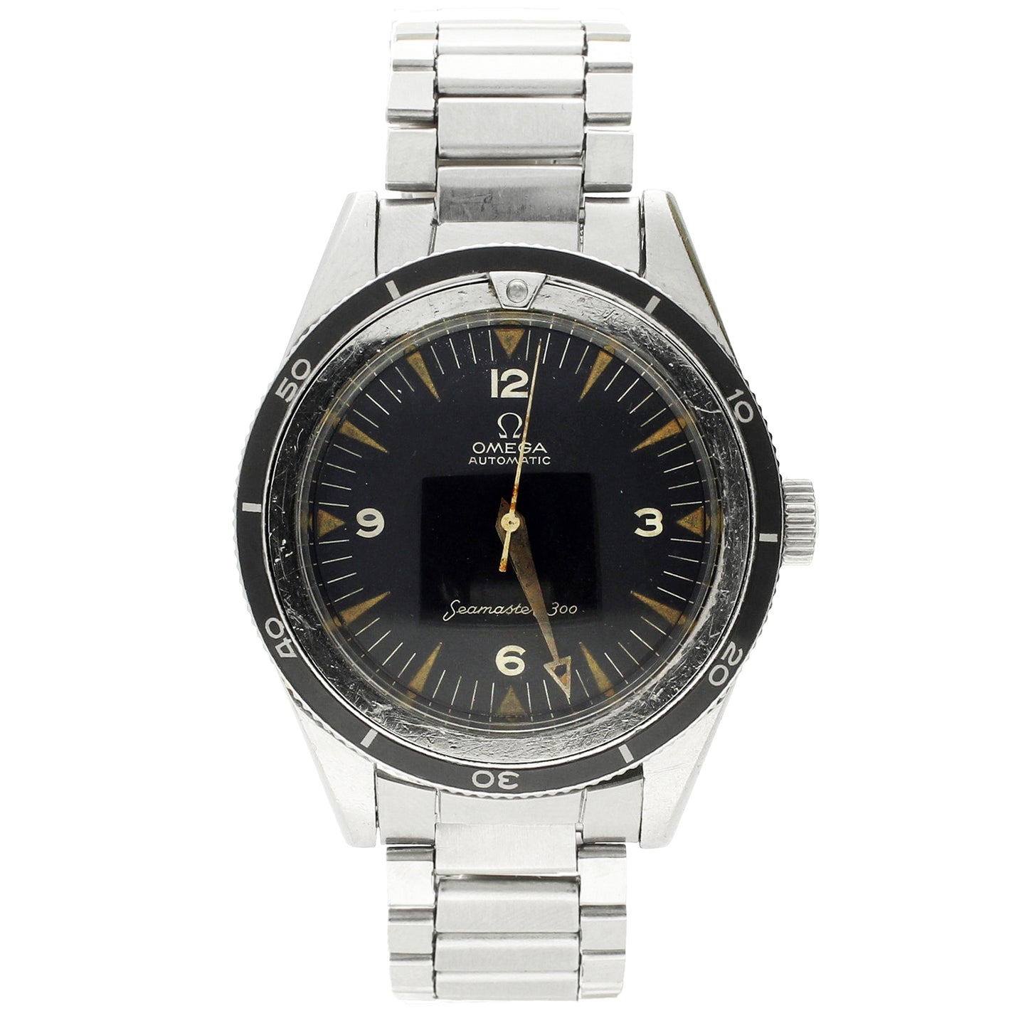 Stainless steel OMEGA 1st Generation Seamaster 300 automatic wristwatch. Made 1962