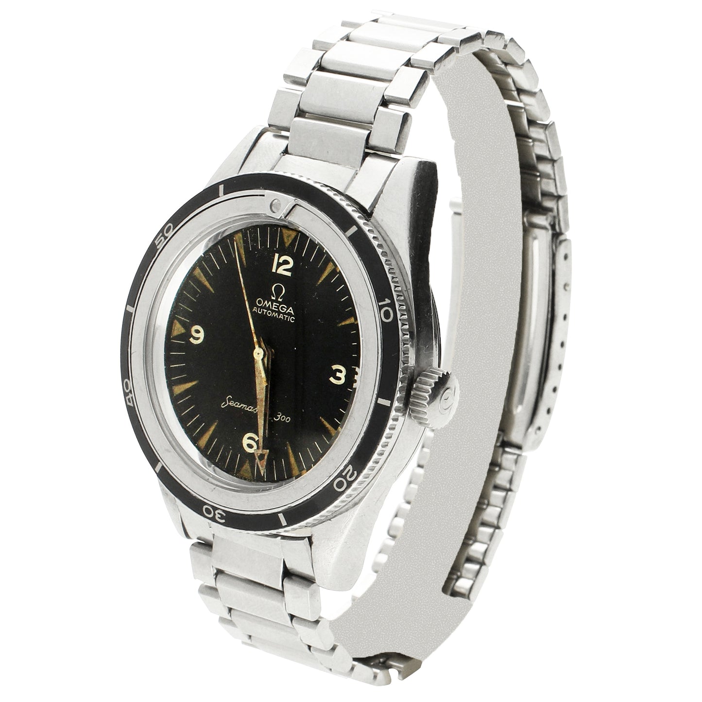 Stainless steel OMEGA 1st Generation Seamaster 300 automatic wristwatch. Made 1962