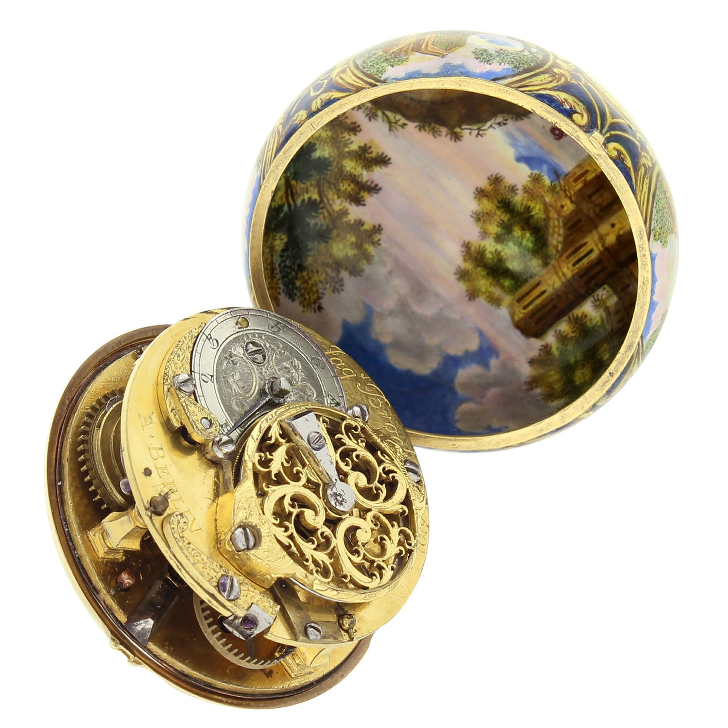 18ct yellow gold and enamel Jaq Broche verge watch. Circa 1660