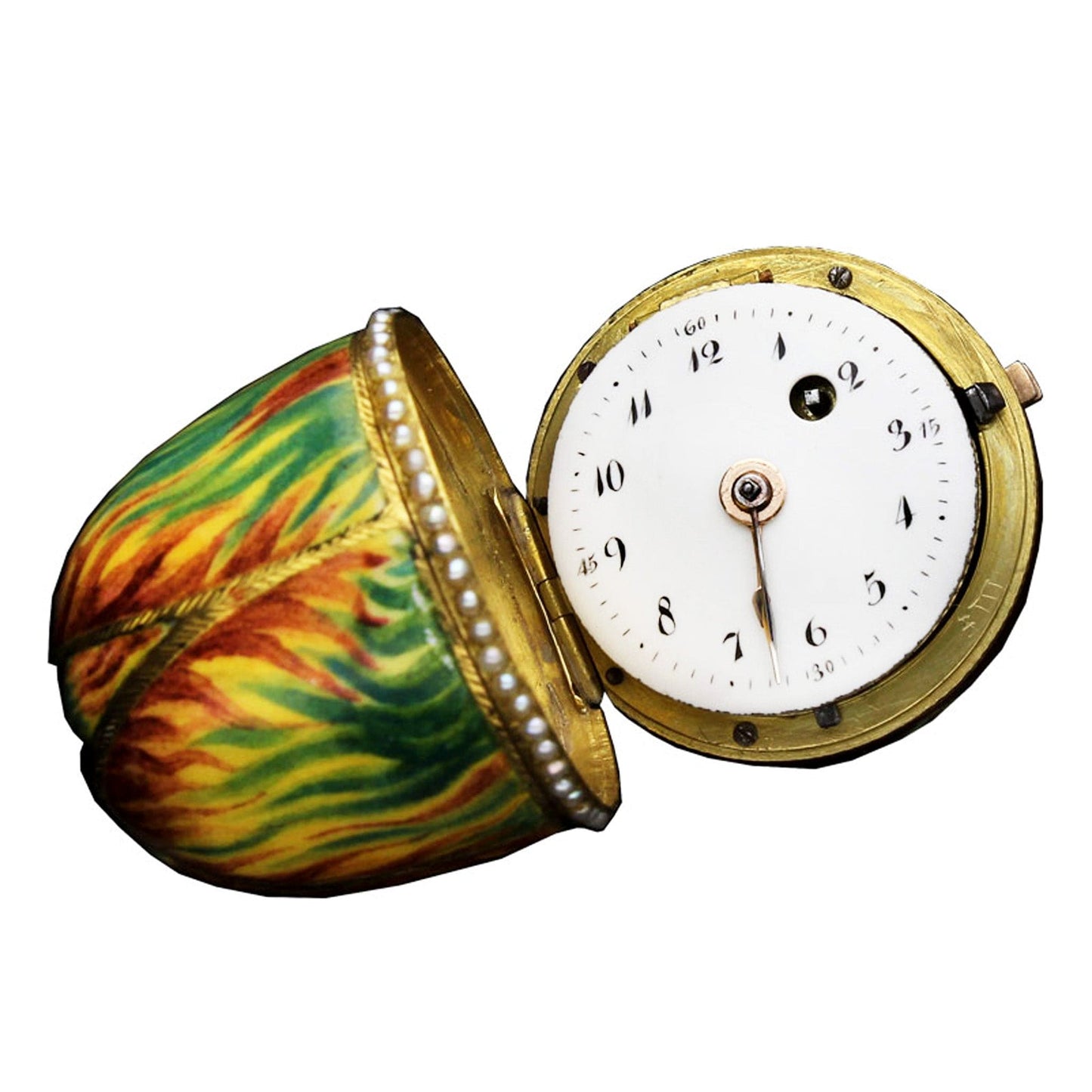 18ct yellow gold and enamel set Swiss form watch watch. Circa 1820