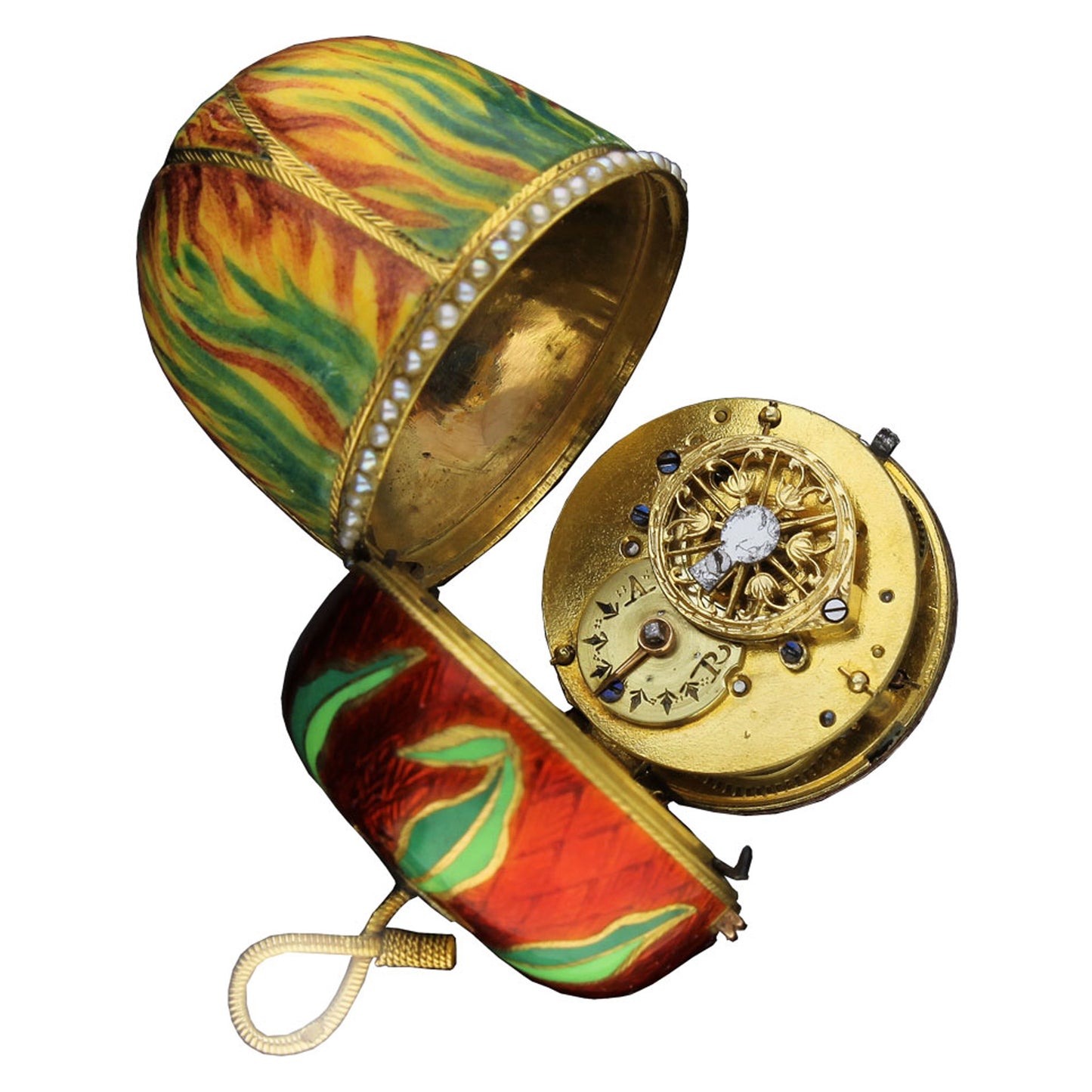 18ct yellow gold and enamel set Swiss form watch watch. Circa 1820