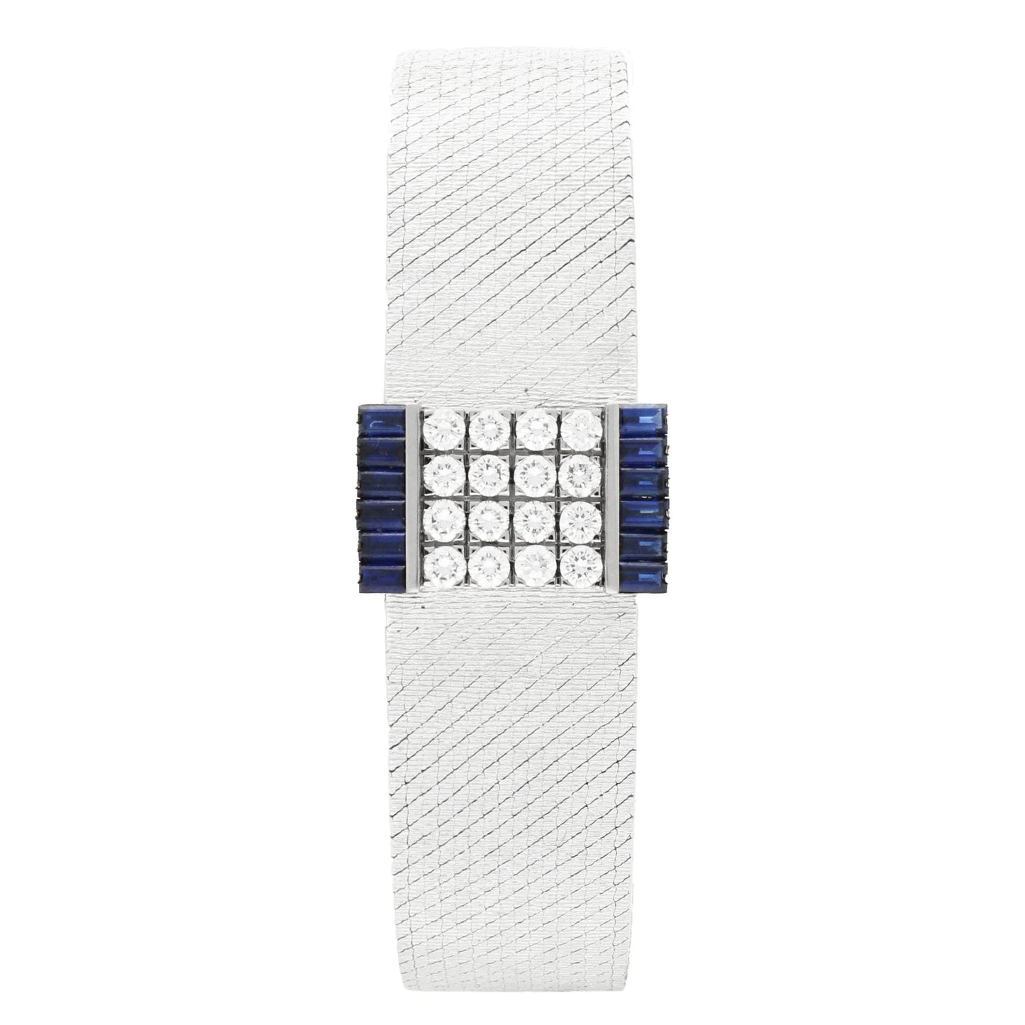 18ct white gold Patek Philippe ref. 3319 diamond & sapphire set bracelet watch. Made 1967