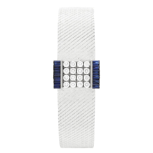 18ct white gold Patek Philippe ref. 3319 diamond & sapphire set bracelet watch. Made 1967
