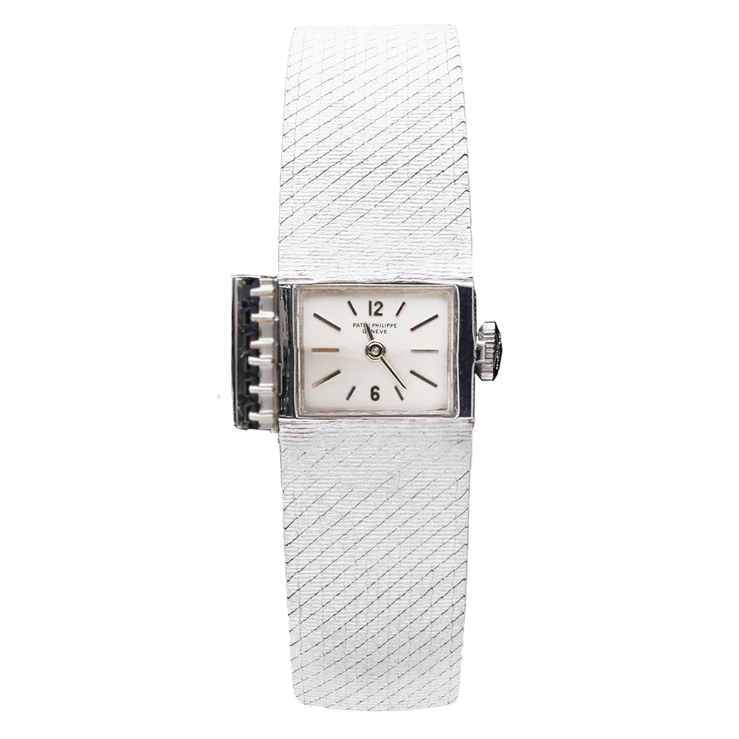 18ct white gold Patek Philippe ref. 3319 diamond & sapphire set bracelet watch. Made 1967