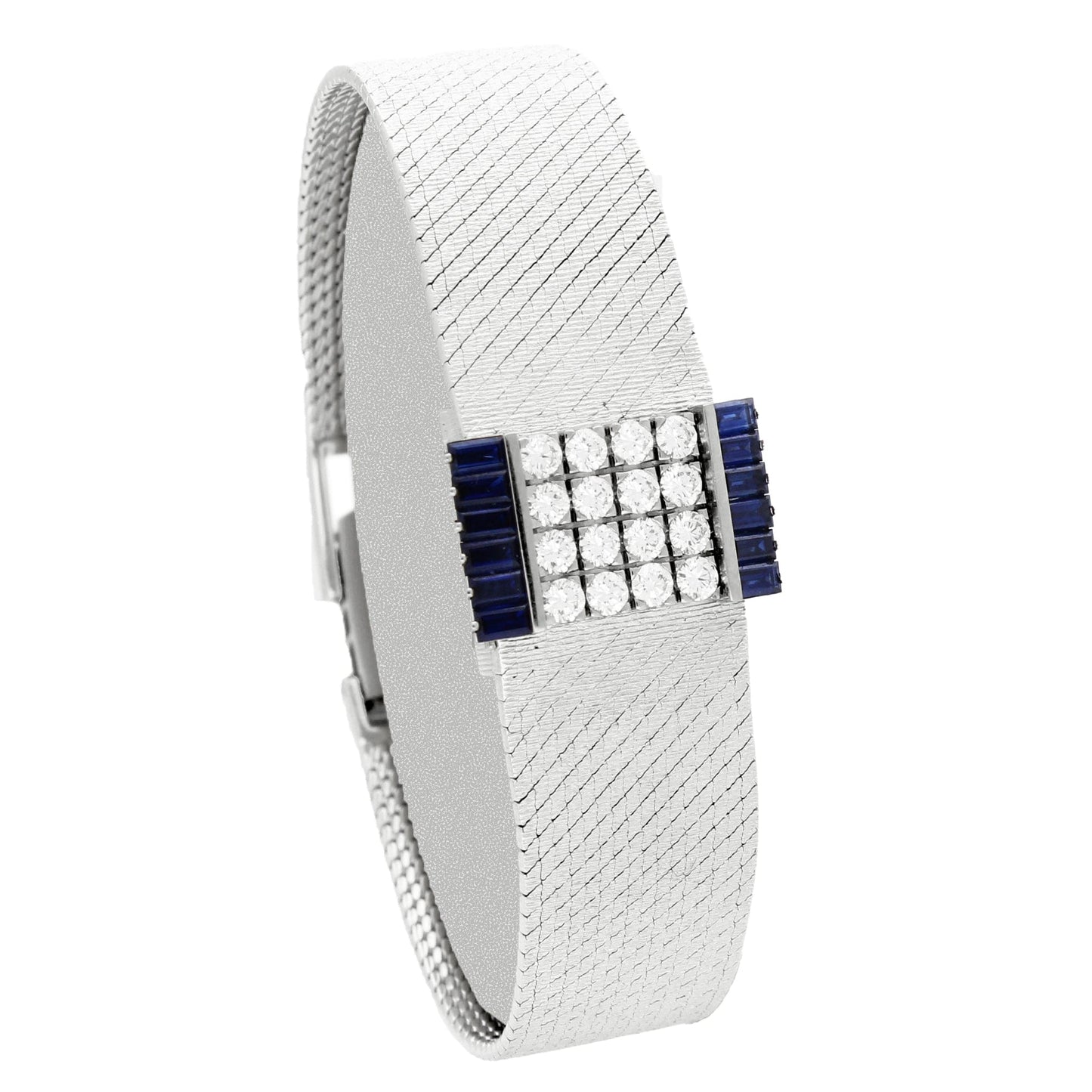 18ct white gold Patek Philippe ref. 3319 diamond & sapphire set bracelet watch. Made 1967