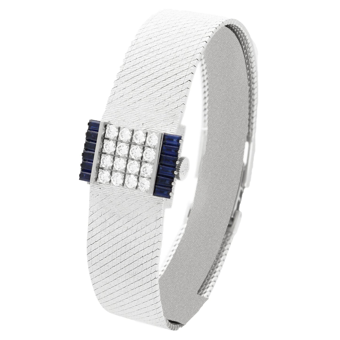 18ct white gold Patek Philippe ref. 3319 diamond & sapphire set bracelet watch. Made 1967