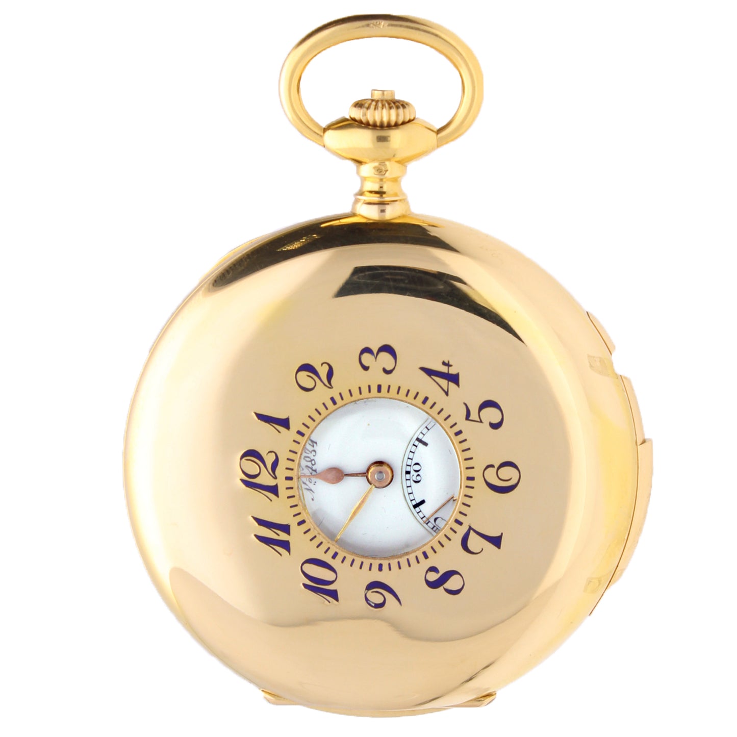 18ct yellow gold Breguet half hunter minute repeating pocketwatch. Made 1900