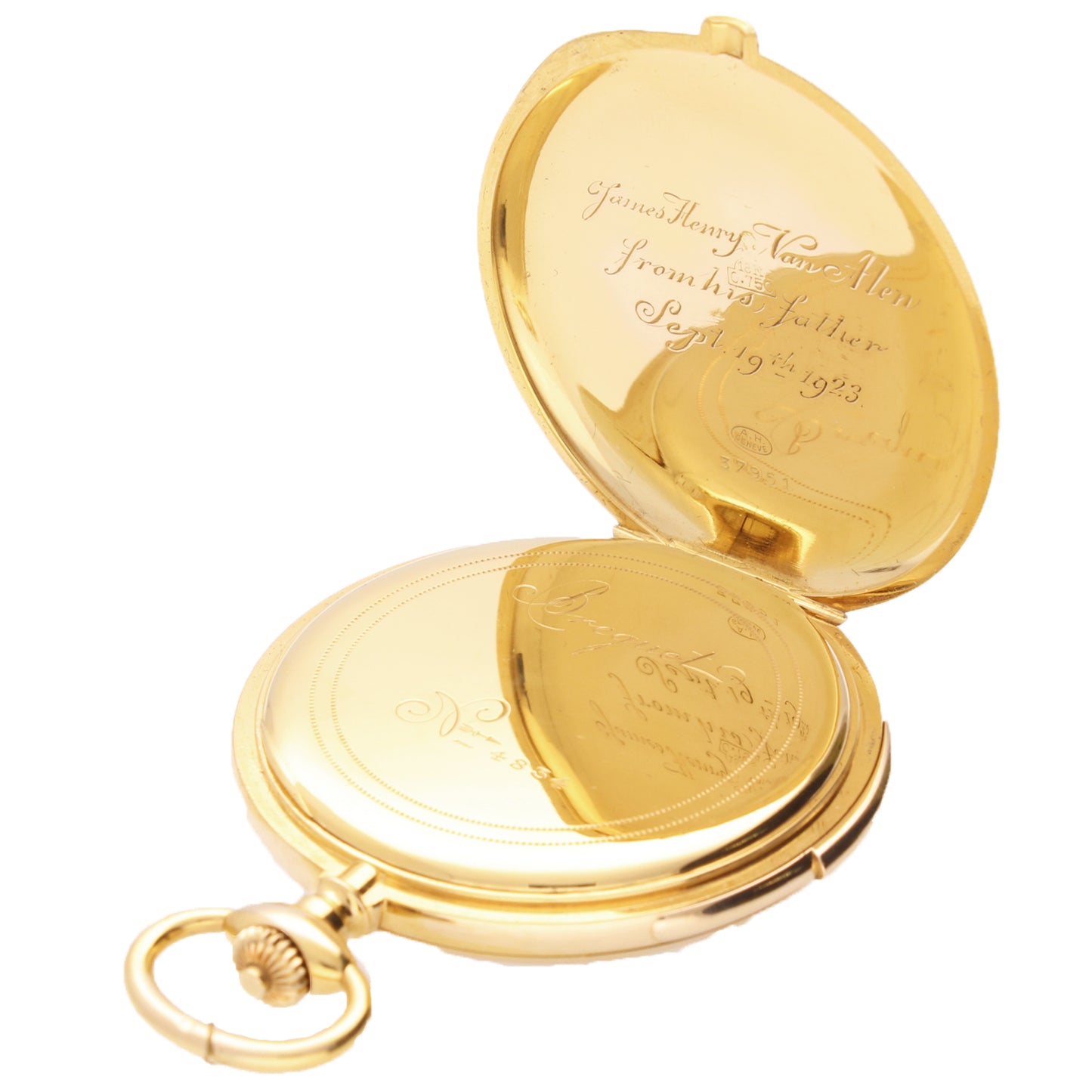 18ct yellow gold Breguet half hunter minute repeating pocketwatch. Made 1900