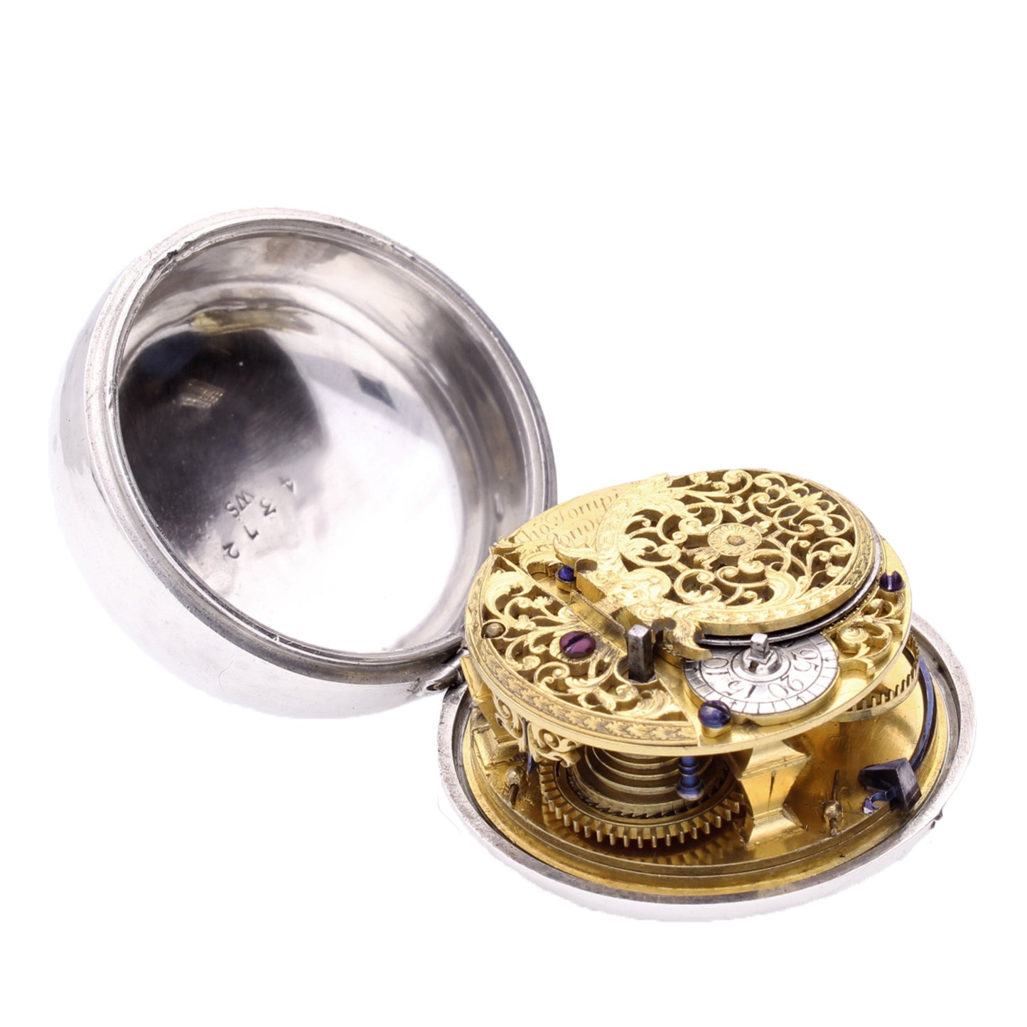 Silver Thomas Tompion pair case verge pocket watch. Made 1710