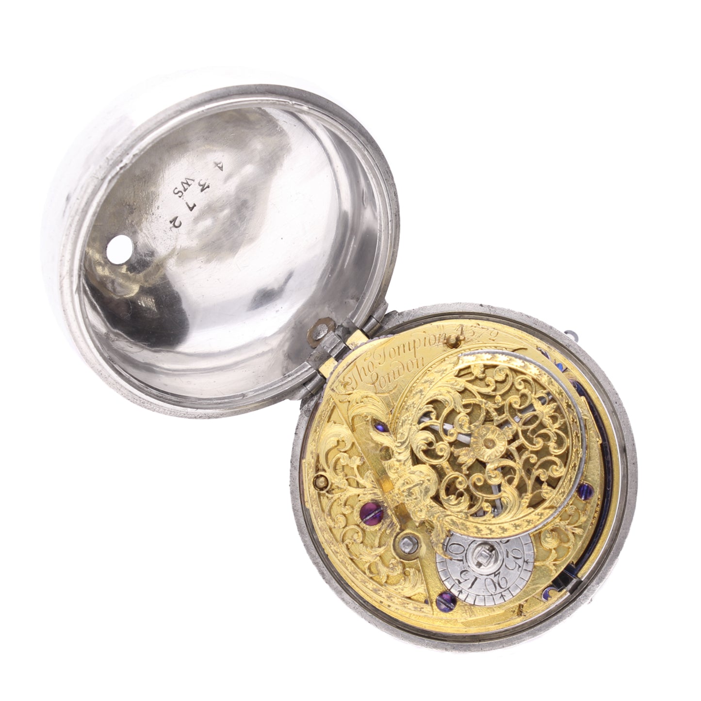 Silver Thomas Tompion pair case verge pocket watch. Made 1710