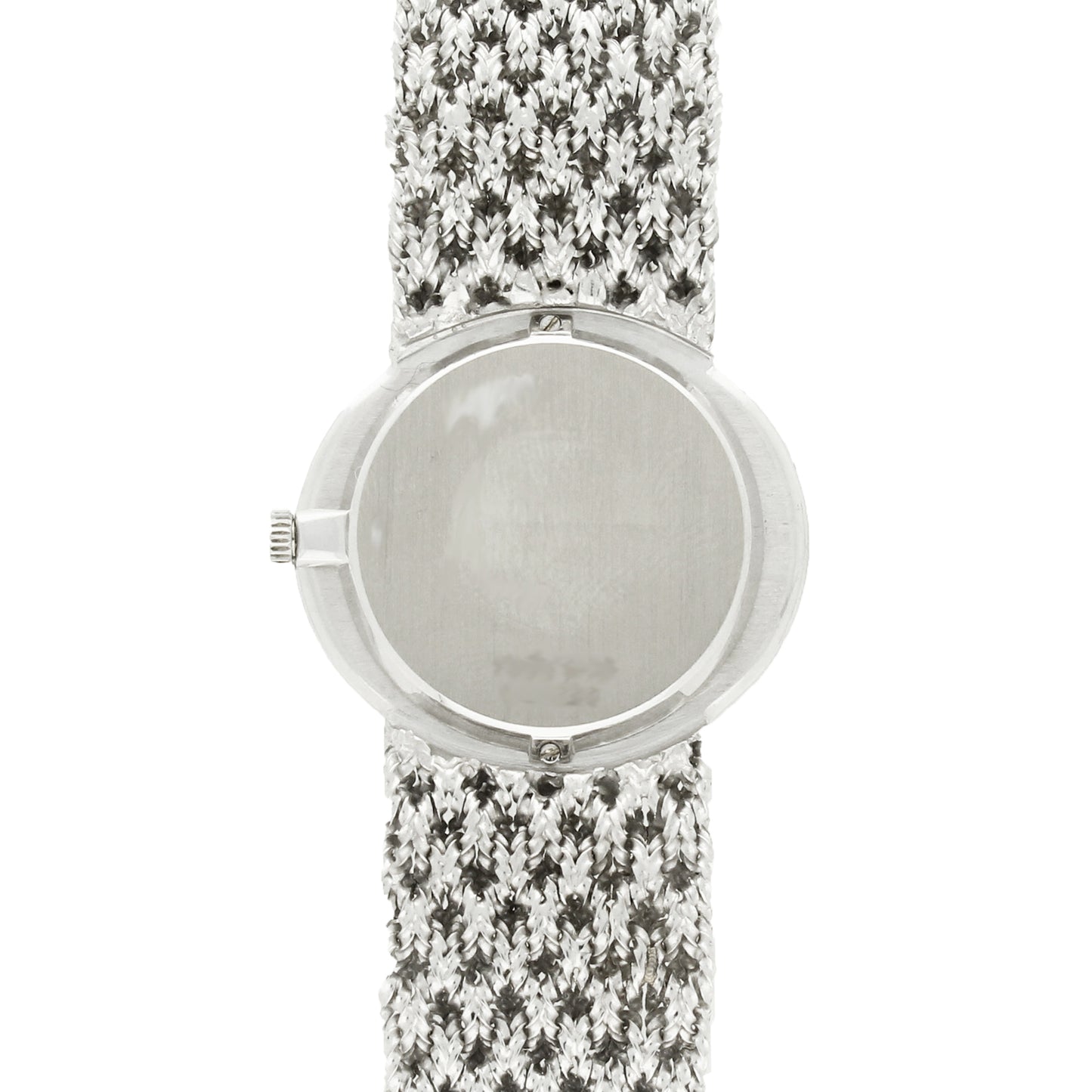 18ct white gold Piaget ref. 9804 'oval cased with jadeite dial and diamond set bezel bracelet watch. Made 1970's