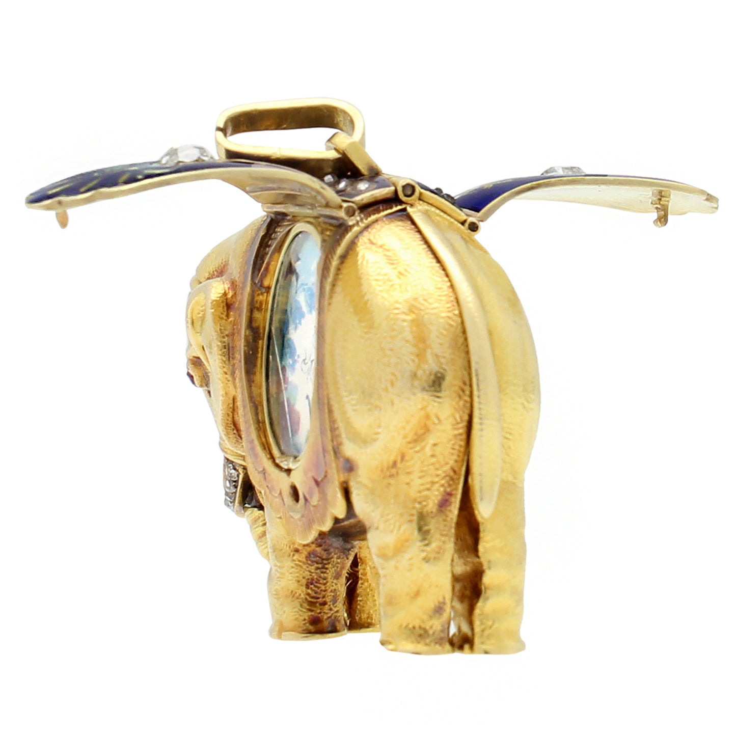 18ct yellow gold and enamel set Swiss form watch in the shape of an Elephant, made for the Chinese Market. Made 1820's