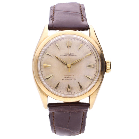 14ct yellow gold Rolex ref. 6048 oyster perpetual 'Bubble back' wristwatch. Made 1960