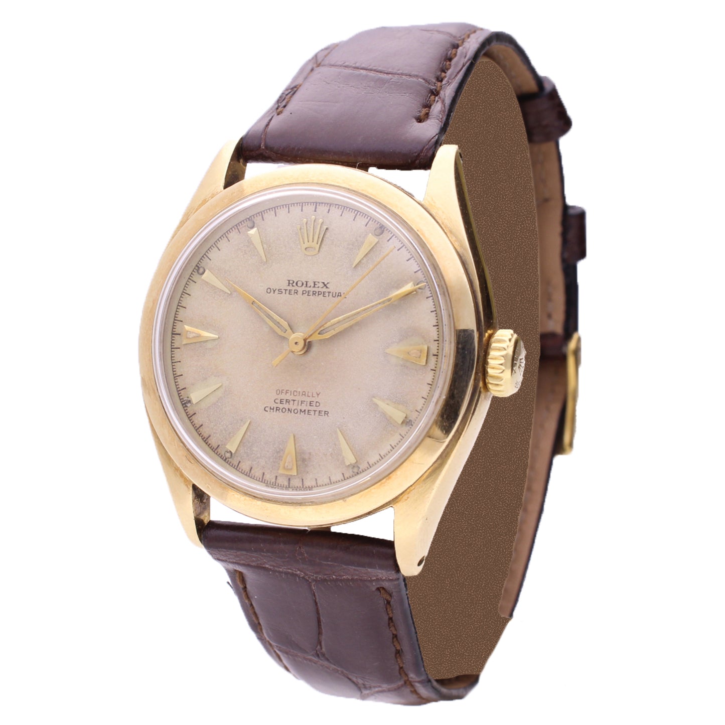 14ct yellow gold Rolex ref. 6048 oyster perpetual 'Bubble back' wristwatch. Made 1960