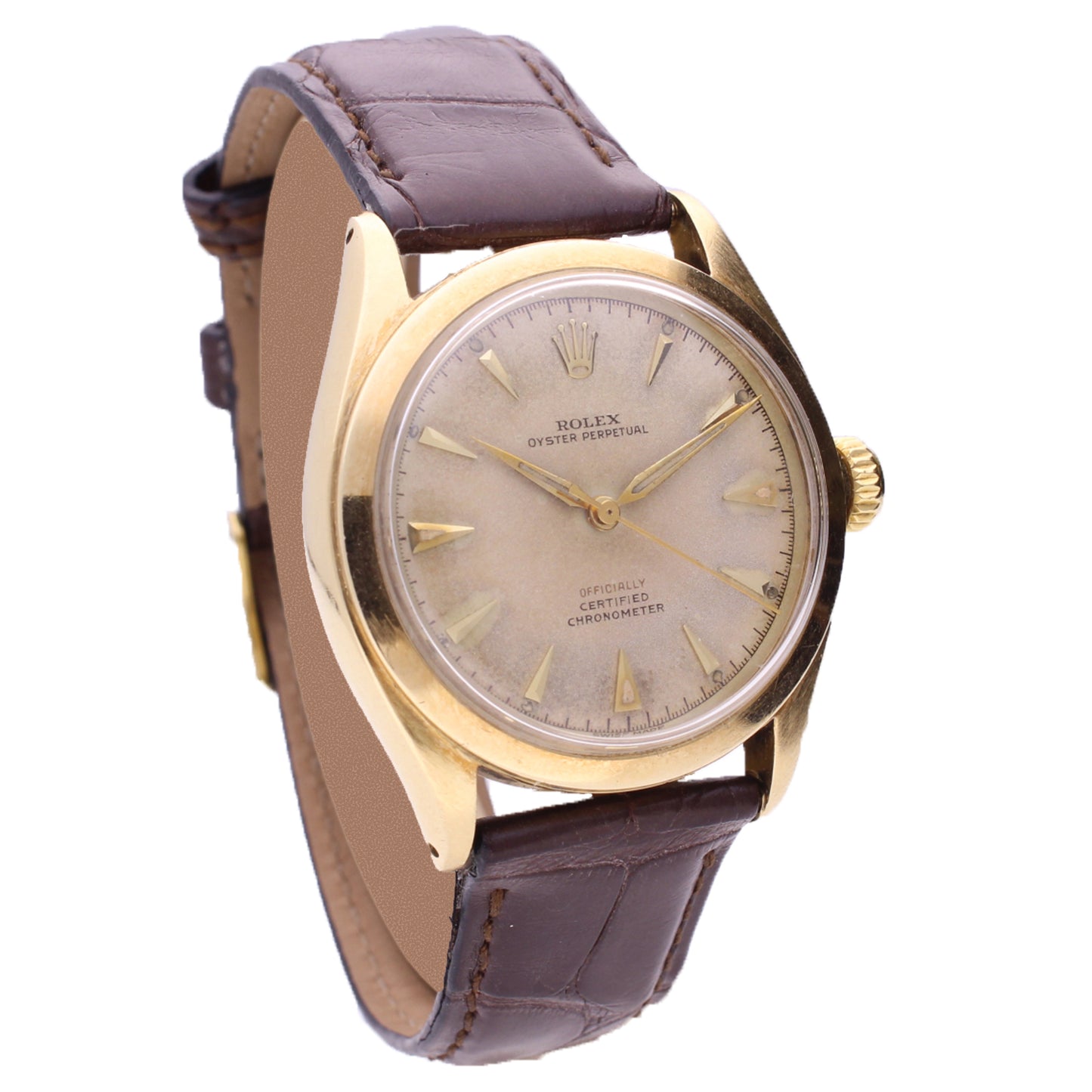 14ct yellow gold Rolex ref. 6048 oyster perpetual 'Bubble back' wristwatch. Made 1960