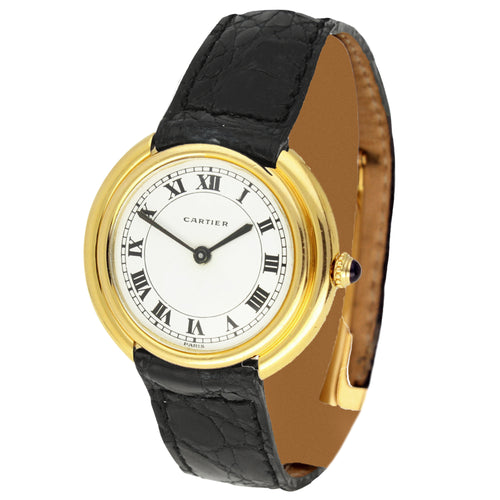 18ct yellow gold Cartier Vendôme automatic wristwatch. Made 1970's