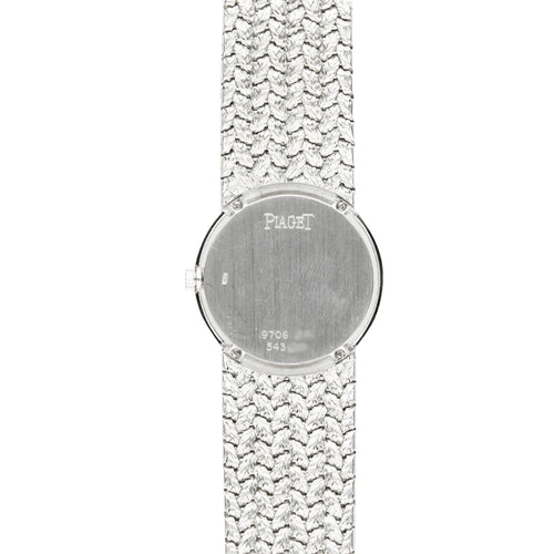 18ct white gold and diamond set Piaget ref. 9706 bracelet watch. Made 1970's