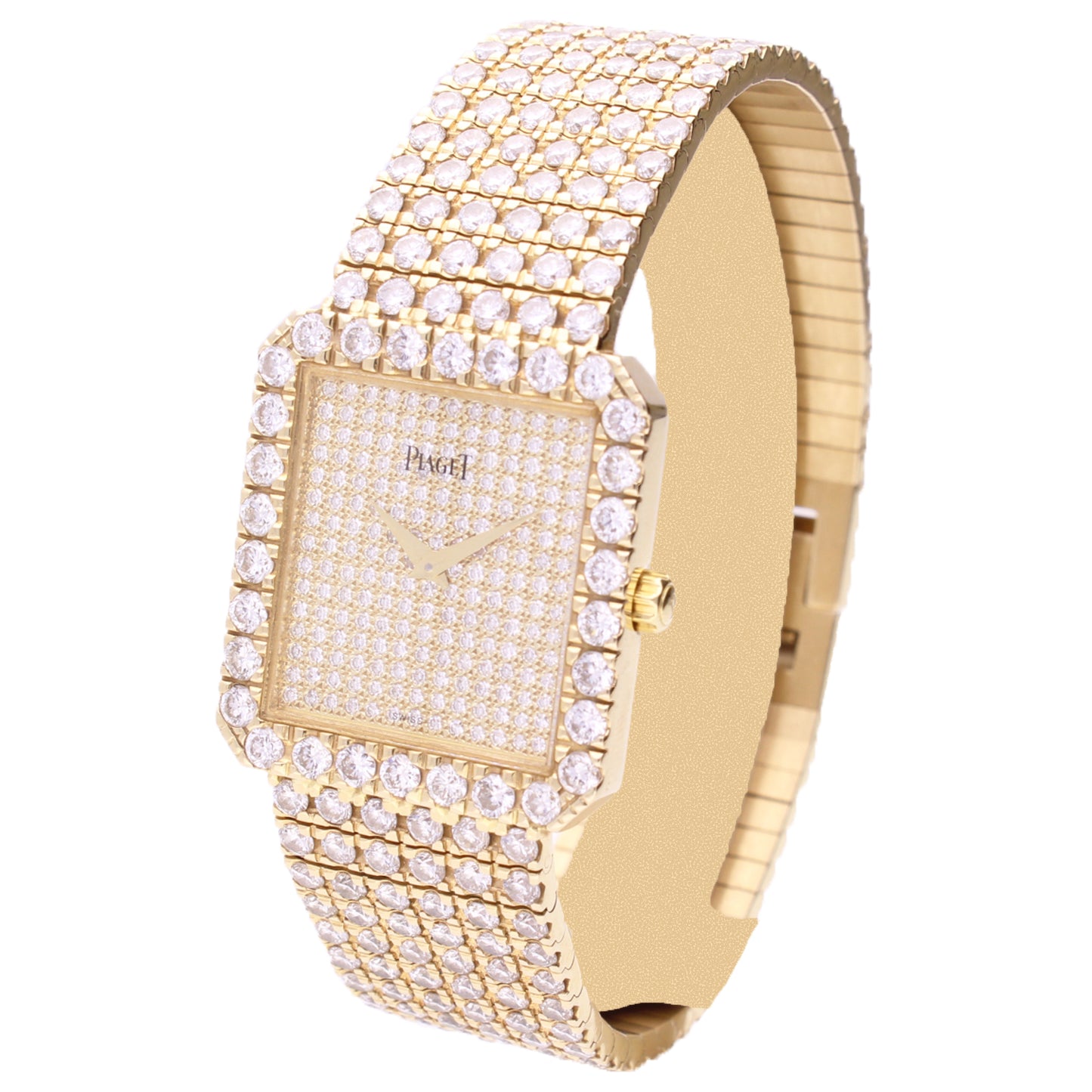 18ct yellow gold Piaget ref. 94154 diamond set bracelet watch. Made 1990