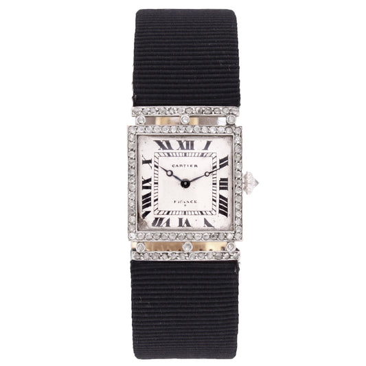 Platinum and dismond set Cartier wristwatch. Made 1920's