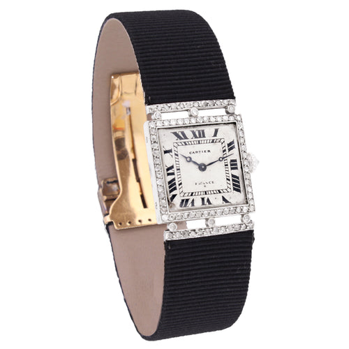 Platinum and dismond set Cartier wristwatch. Made 1920's