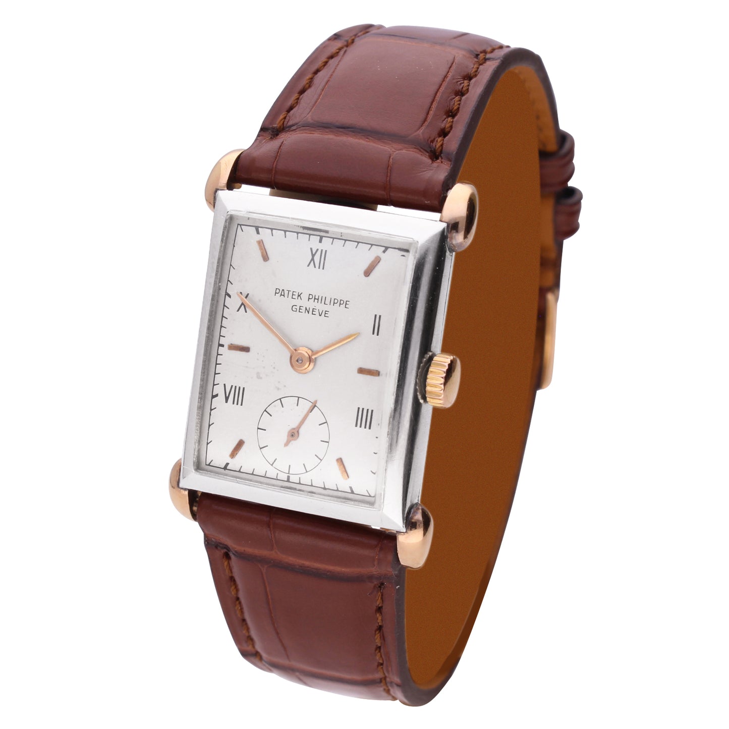 18ct rose gold & steel Patek Philippe, reference 1530/1 wristwatch. Made 1942