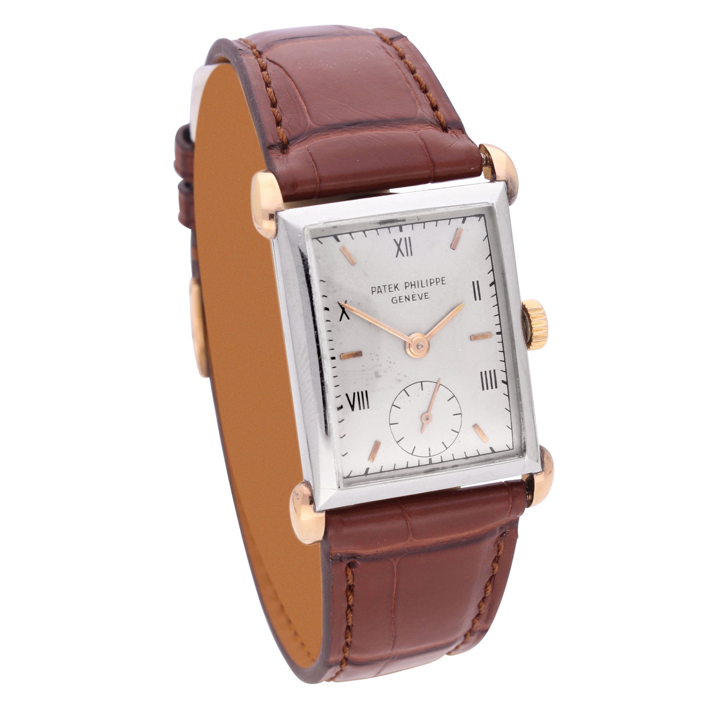 18ct rose gold & steel Patek Philippe, reference 1530/1 wristwatch. Made 1942