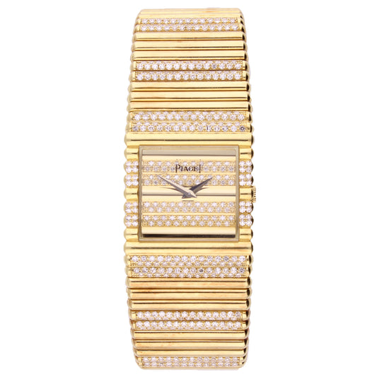 18ct yellow gold and diamond set Piaget ref. 9131 bracelet watch. Made 1988