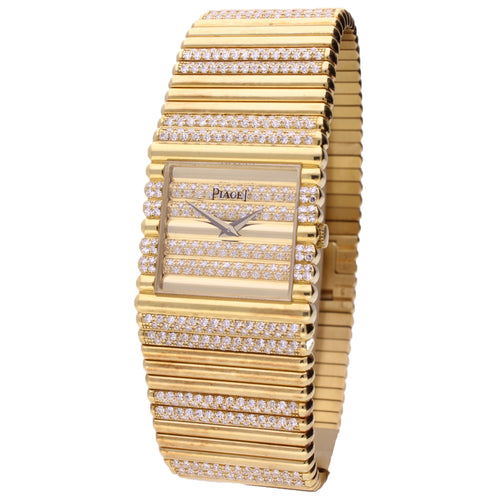 18ct yellow gold and diamond set Piaget ref. 9131 bracelet watch. Made 1988