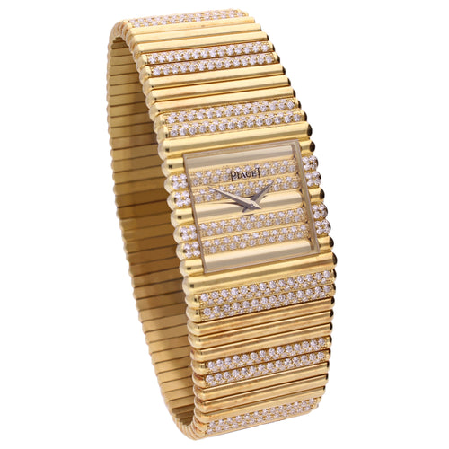18ct yellow gold and diamond set Piaget ref. 9131 bracelet watch. Made 1988
