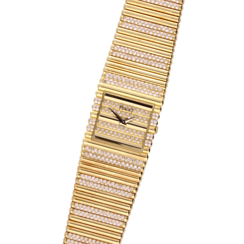 18ct yellow gold and diamond set Piaget ref. 9131 bracelet watch. Made 1988
