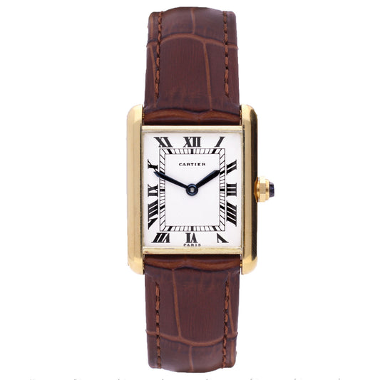 18ct yellow gold Cartier 'New York' Tank LC wristwatch. Made 1972