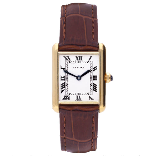 18ct yellow gold Cartier 'New York' Tank LC wristwatch. Made 1972