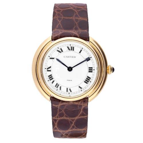 18ct yellow gold Cartier ref. 17003 Vendôme automatic wristwatch. Made 1970's