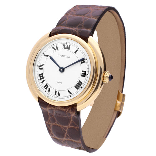 18ct yellow gold Cartier ref. 17003 Vendôme automatic wristwatch. Made 1970's