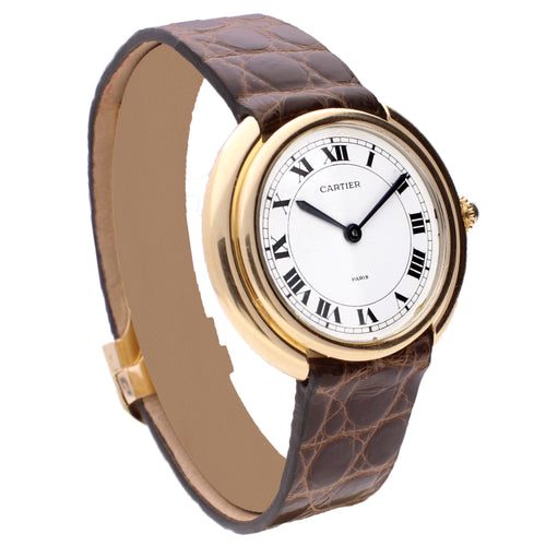 18ct yellow gold Cartier ref. 17003 Vendôme automatic wristwatch. Made 1970's