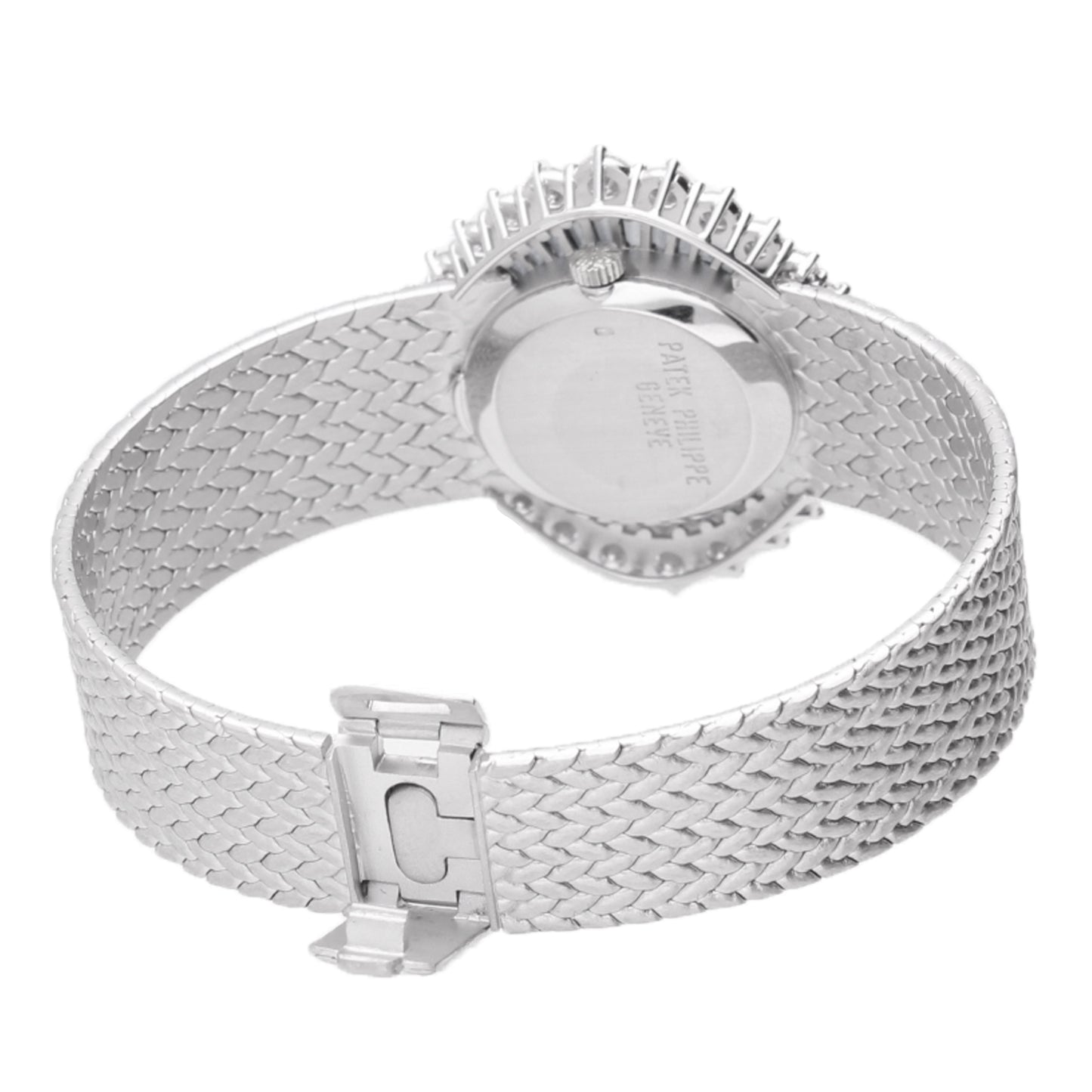 18ct white gold diamond and sapphire set Patek Philippe ref.4344/1 bracelet watch. Made 1980