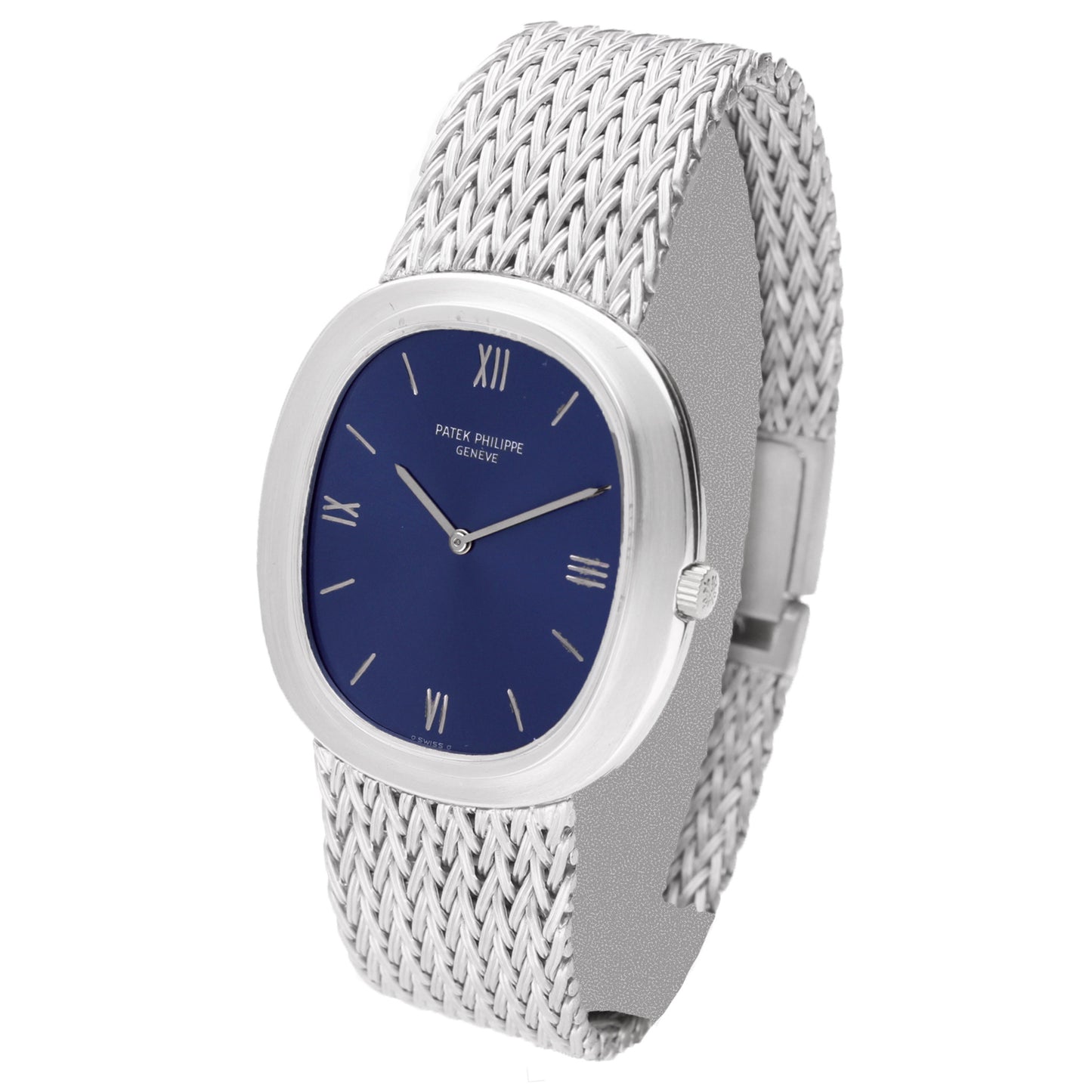 18ct white gold Patek Philippe ref. 3589/1 "Ellipse" automatic bracelet watch. Made 1970