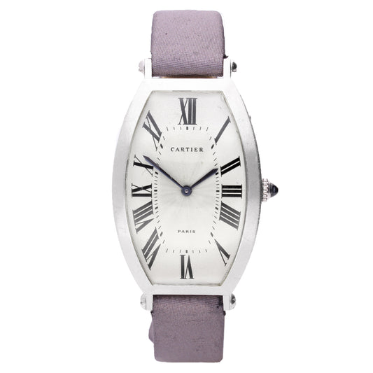 Platinum Cartier "Tonneau" wristwatch. Made 1990's