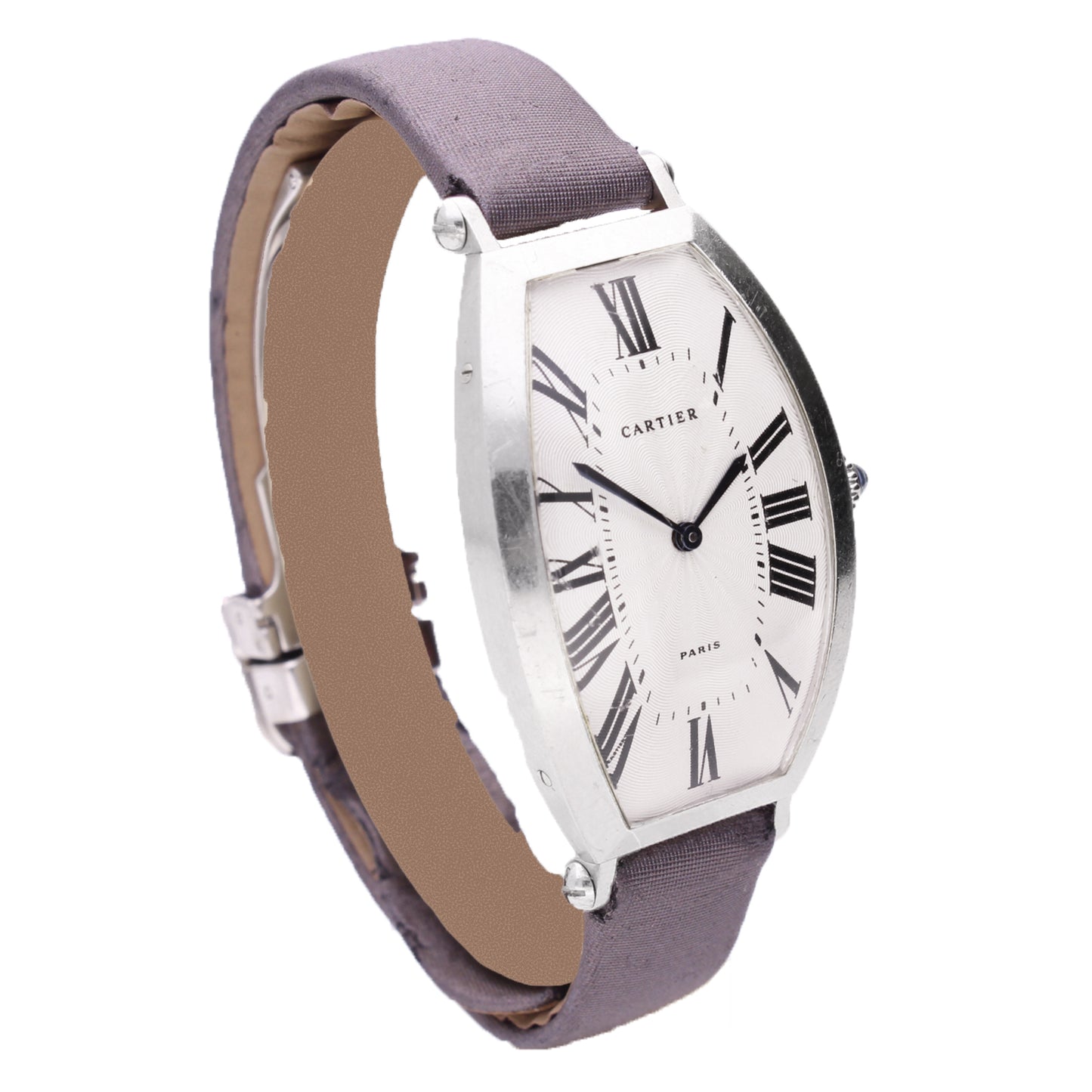 Platinum Cartier "Tonneau" wristwatch. Made 1990's