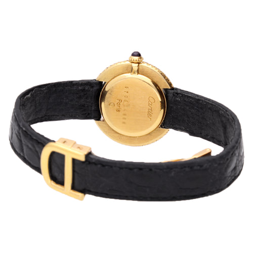 18ct yellow gold Cartier ref. 6708 diamond set Vendôme wristwatch. Made 1980