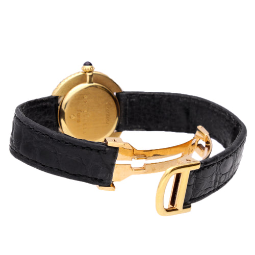 18ct yellow gold Cartier ref. 6708 diamond set Vendôme wristwatch. Made 1980