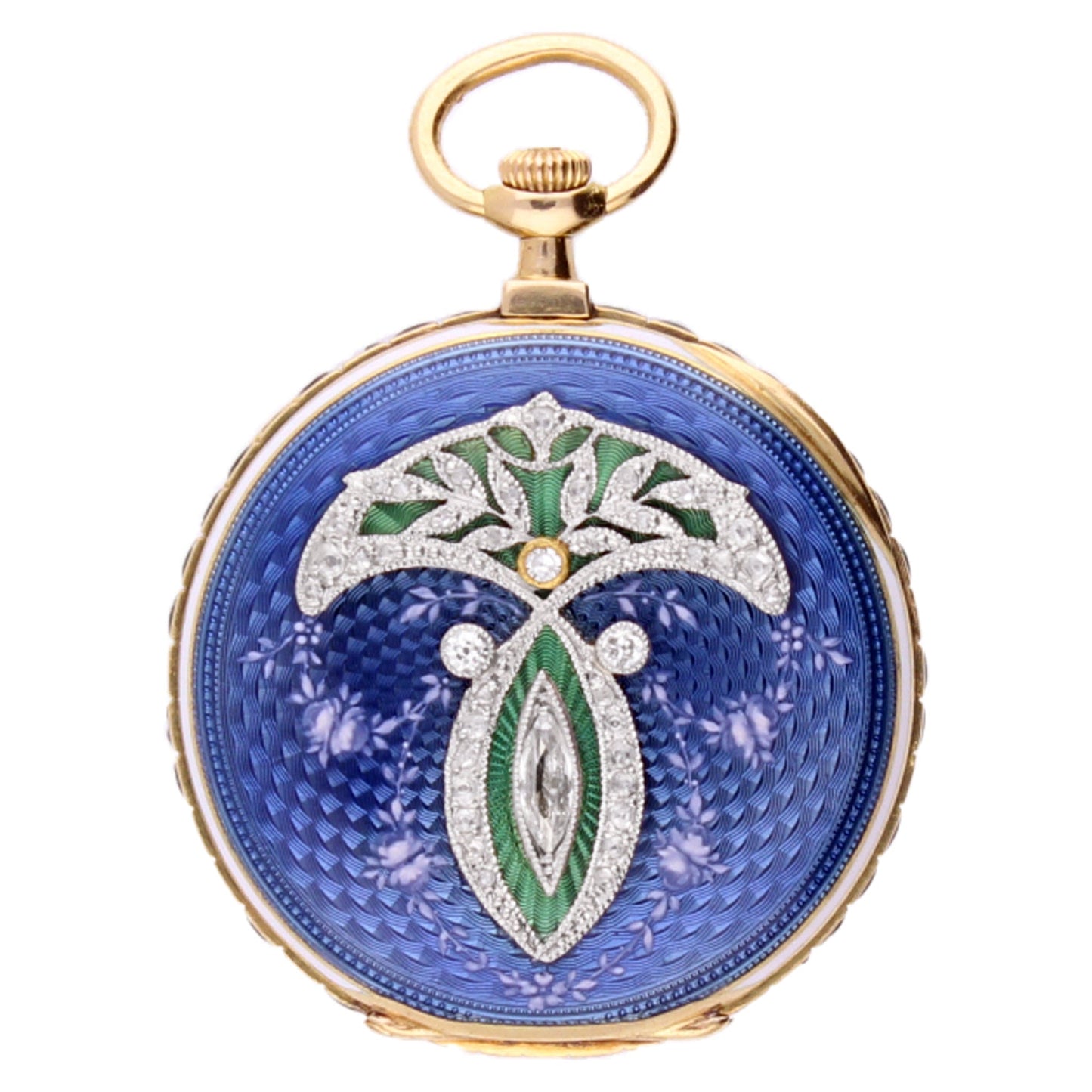 18ct yellow gold Patek Philippe enamel set fob watch. Made 1908