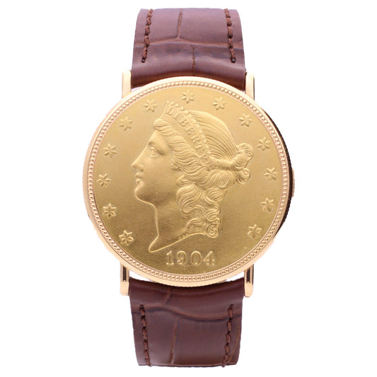 18ct yellow gold Piaget USD $20 coin wristwatch. Made 1995