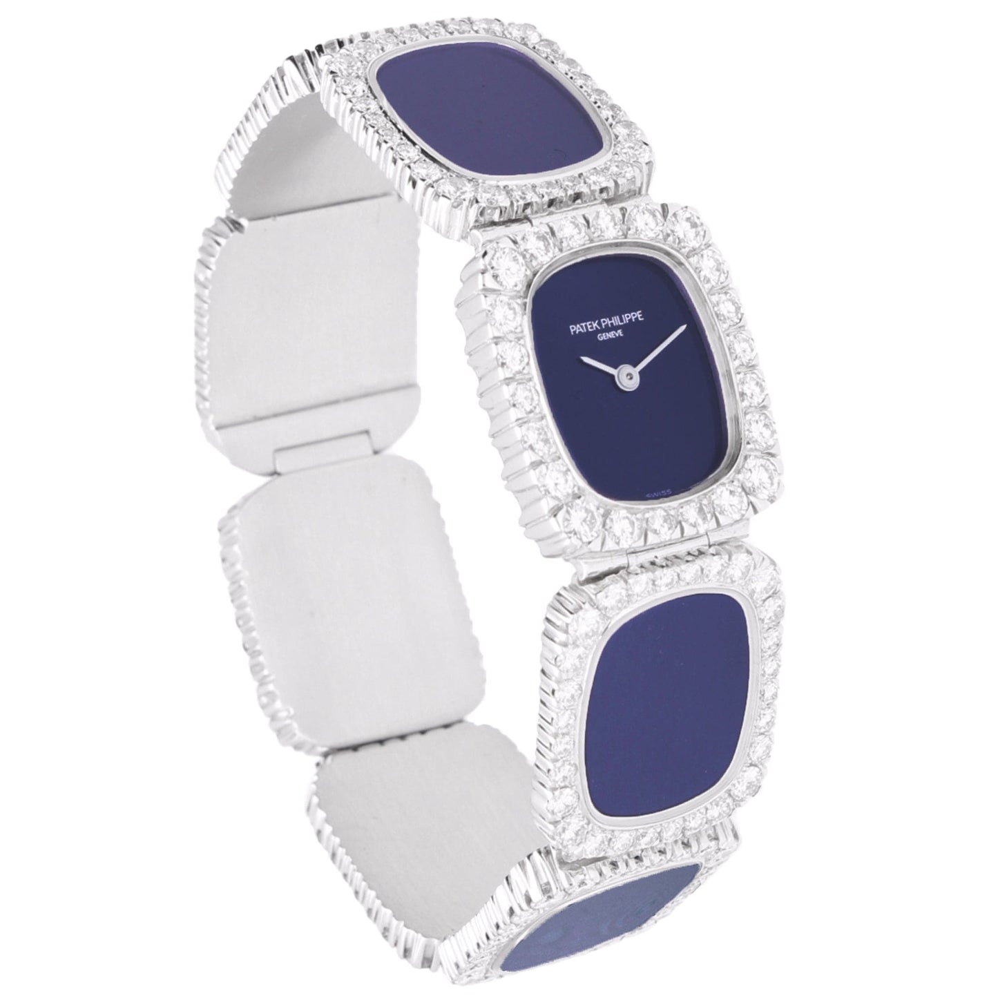 18ct white gold and diamond set Patek Philippe ref. 4122/1 Ellipse bracelet watch. Made 1973