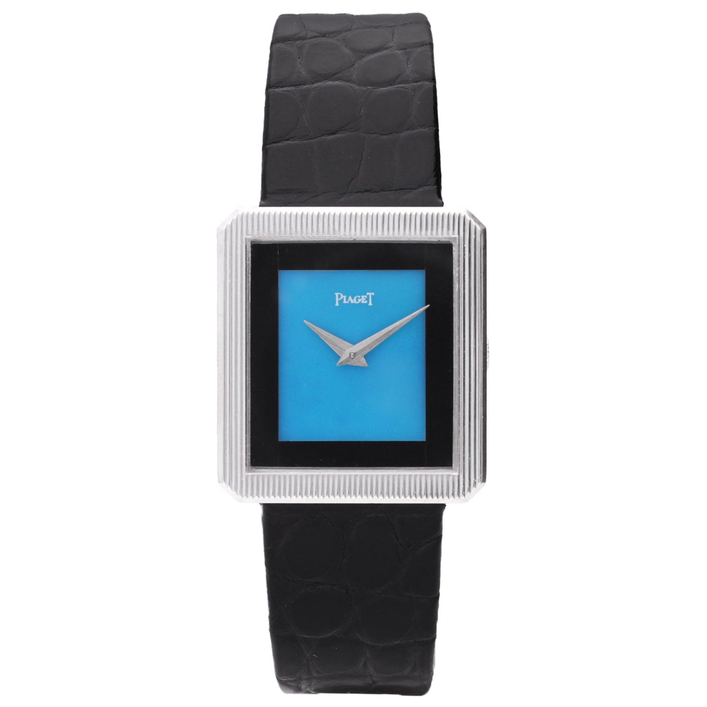 18ct white gold Piaget ref. 9154 Protocole wristwatch with onyx/turquoise dial. Made 1975