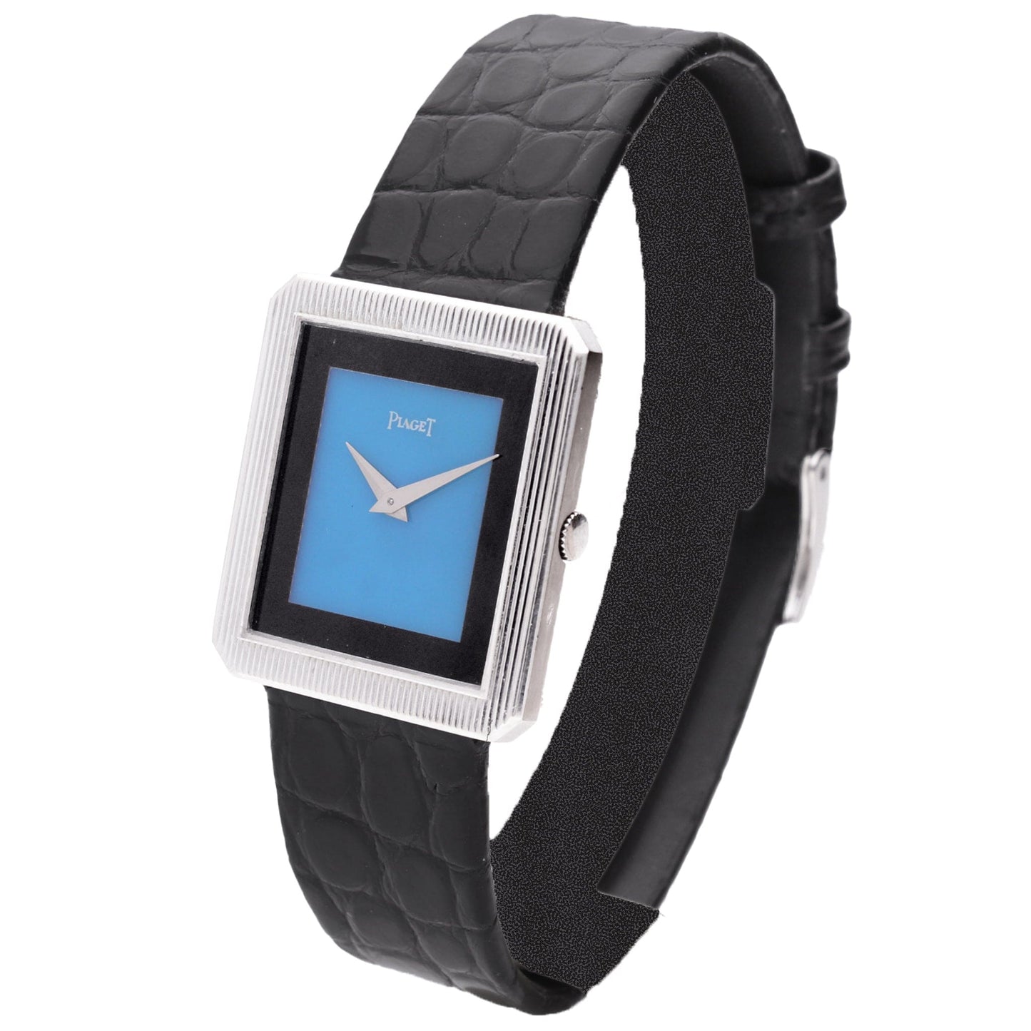 18ct white gold Piaget ref. 9154 Protocole wristwatch with onyx/turquoise dial. Made 1975